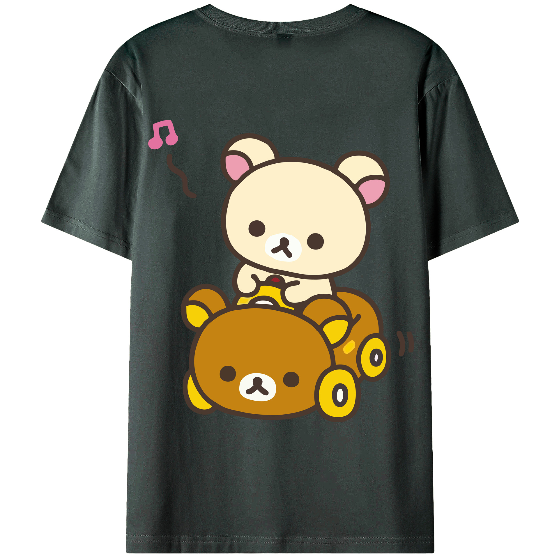 （画像用） リラックマ リラックマ キイロイトリ Rilakkuma Korilakkuma Kiiroitori 綿100％ メンズ半袖Tシャツ（バックプリント） 通気性